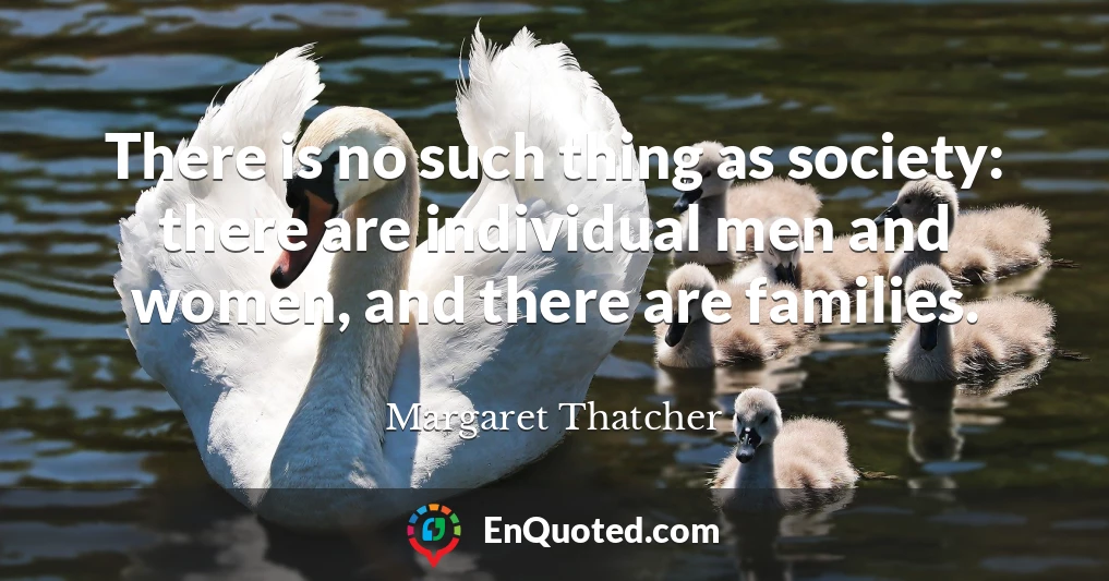 There is no such thing as society: there are individual men and women, and there are families.