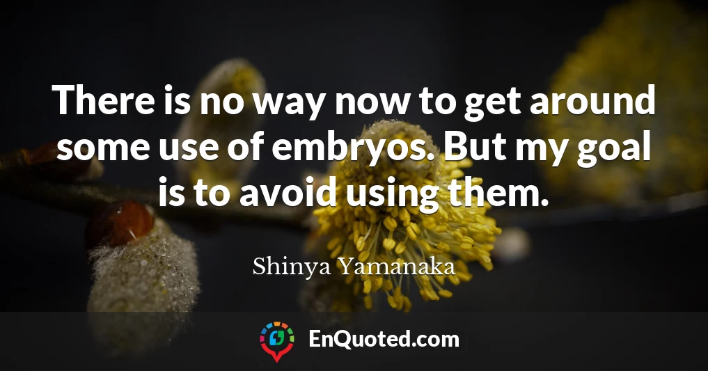 There is no way now to get around some use of embryos. But my goal is to avoid using them.