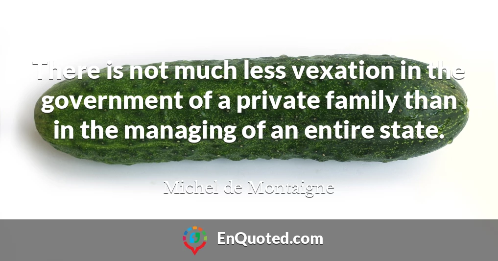 There is not much less vexation in the government of a private family than in the managing of an entire state.