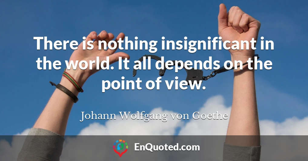 There is nothing insignificant in the world. It all depends on the point of view.