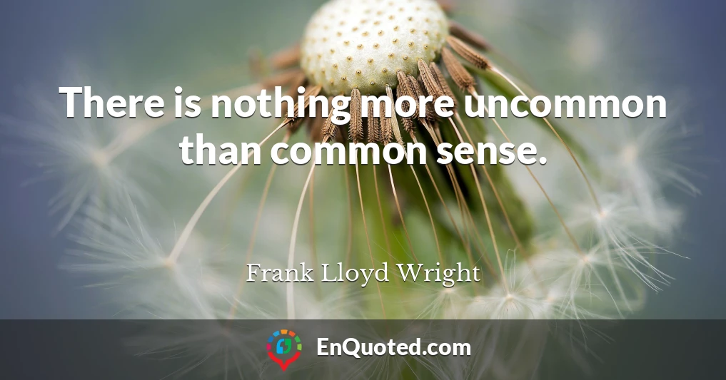 There is nothing more uncommon than common sense.