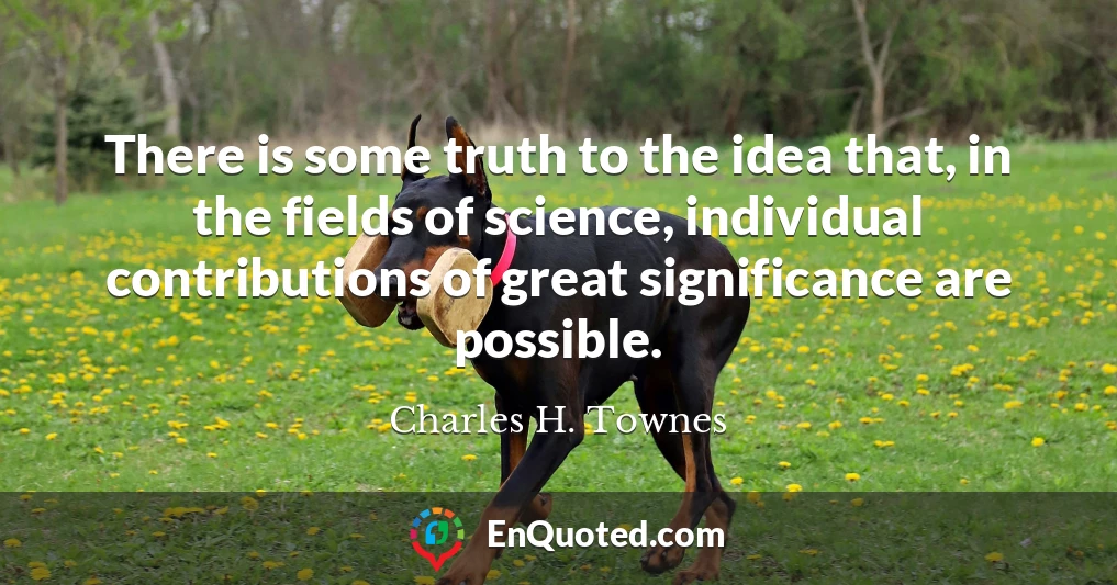 There is some truth to the idea that, in the fields of science, individual contributions of great significance are possible.