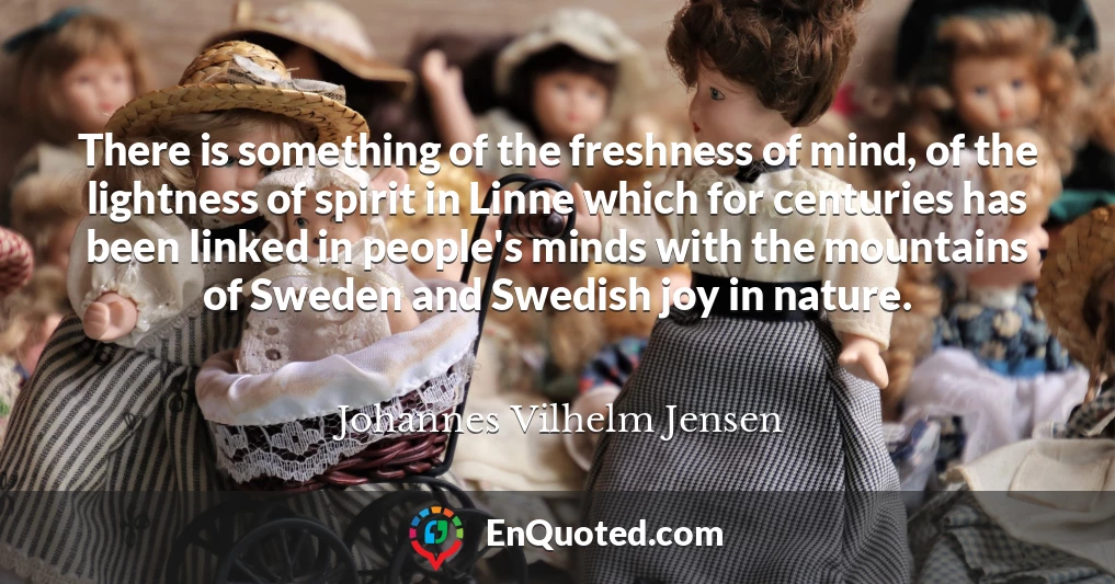 There is something of the freshness of mind, of the lightness of spirit in Linne which for centuries has been linked in people's minds with the mountains of Sweden and Swedish joy in nature.