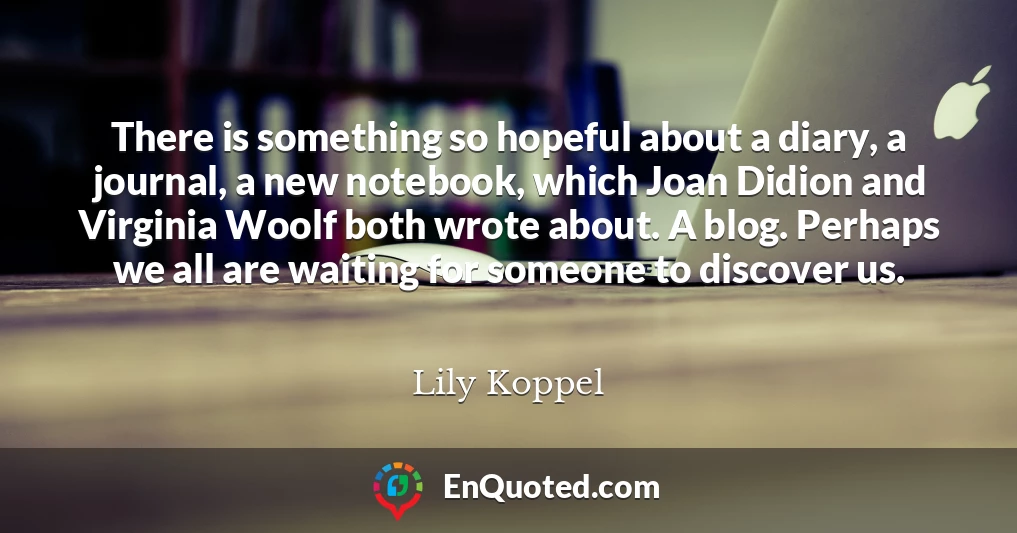 There is something so hopeful about a diary, a journal, a new notebook, which Joan Didion and Virginia Woolf both wrote about. A blog. Perhaps we all are waiting for someone to discover us.