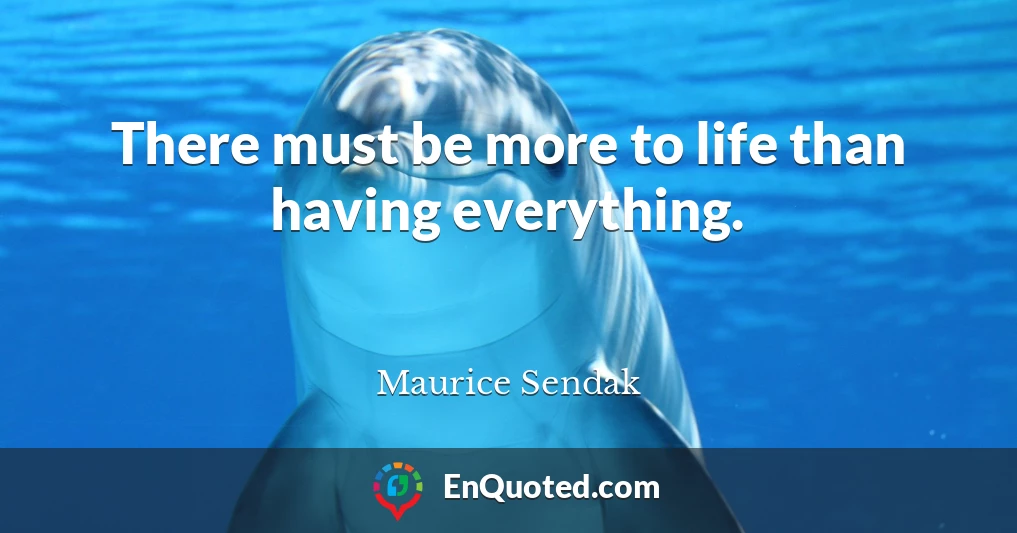 There must be more to life than having everything.