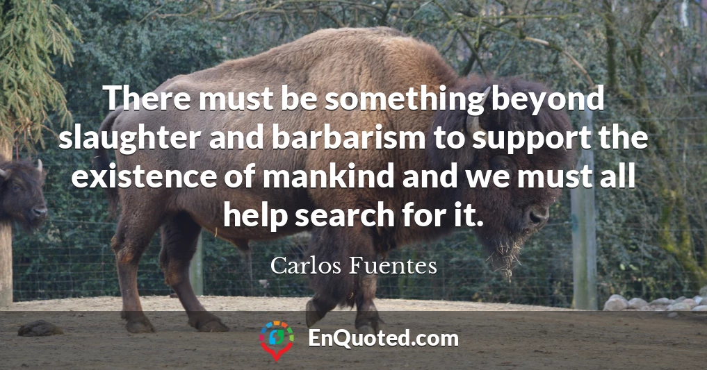 There must be something beyond slaughter and barbarism to support the existence of mankind and we must all help search for it.
