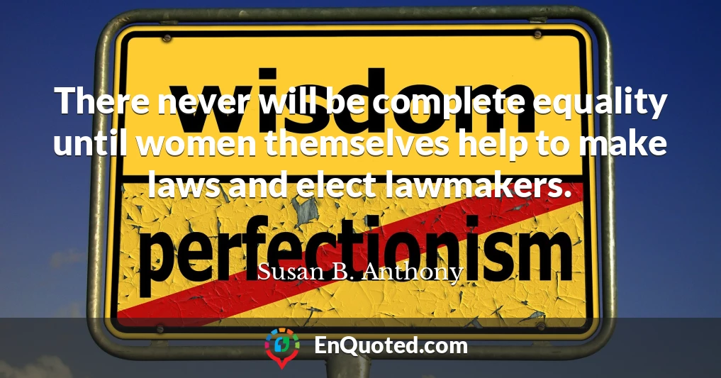 There never will be complete equality until women themselves help to make laws and elect lawmakers.