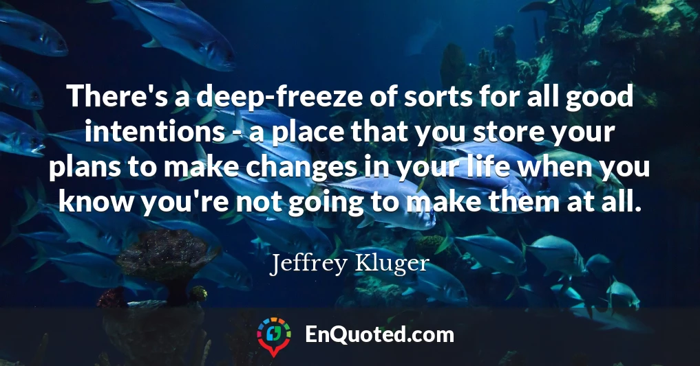 There's a deep-freeze of sorts for all good intentions - a place that you store your plans to make changes in your life when you know you're not going to make them at all.