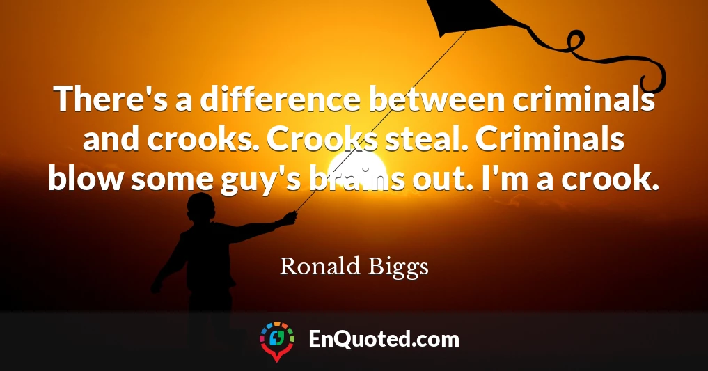 There's a difference between criminals and crooks. Crooks steal. Criminals blow some guy's brains out. I'm a crook.