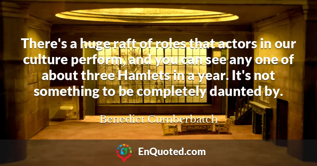 There's a huge raft of roles that actors in our culture perform, and you can see any one of about three Hamlets in a year. It's not something to be completely daunted by.