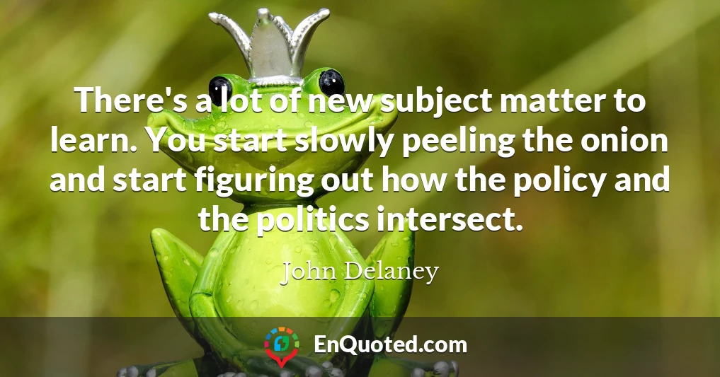 There's a lot of new subject matter to learn. You start slowly peeling the onion and start figuring out how the policy and the politics intersect.