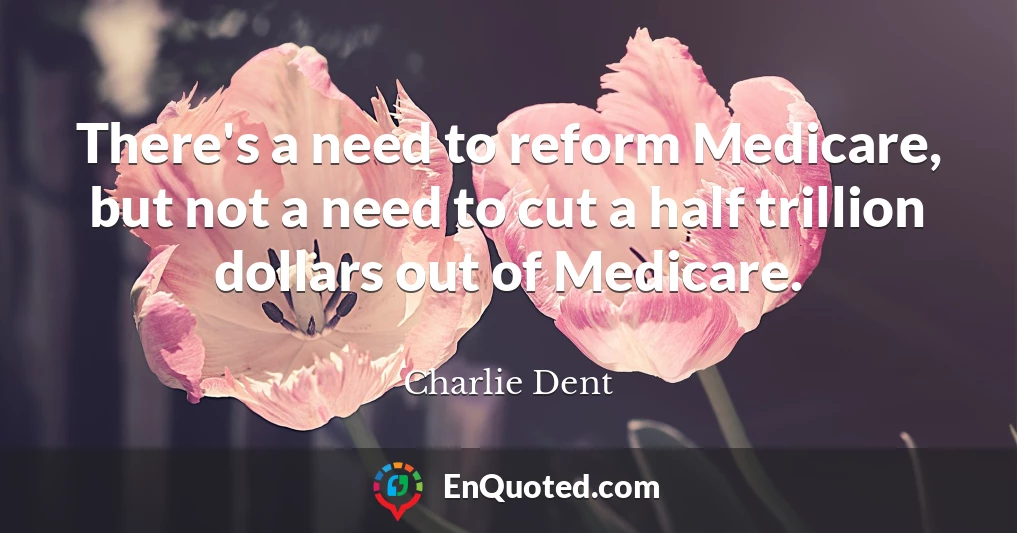 There's a need to reform Medicare, but not a need to cut a half trillion dollars out of Medicare.