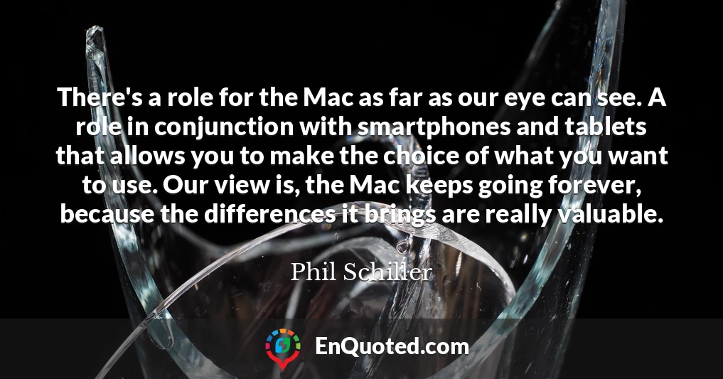 There's a role for the Mac as far as our eye can see. A role in conjunction with smartphones and tablets that allows you to make the choice of what you want to use. Our view is, the Mac keeps going forever, because the differences it brings are really valuable.