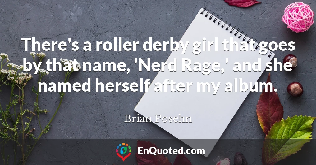 There's a roller derby girl that goes by that name, 'Nerd Rage,' and she named herself after my album.