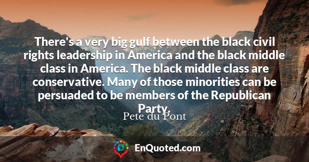 There's a very big gulf between the black civil rights leadership in America and the black middle class in America. The black middle class are conservative. Many of those minorities can be persuaded to be members of the Republican Party.