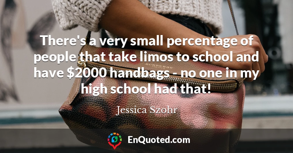There's a very small percentage of people that take limos to school and have $2000 handbags - no one in my high school had that!