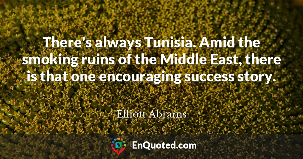 There's always Tunisia. Amid the smoking ruins of the Middle East, there is that one encouraging success story.