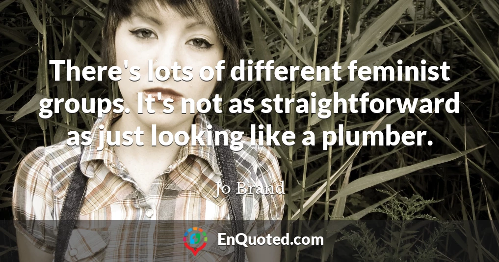 There's lots of different feminist groups. It's not as straightforward as just looking like a plumber.