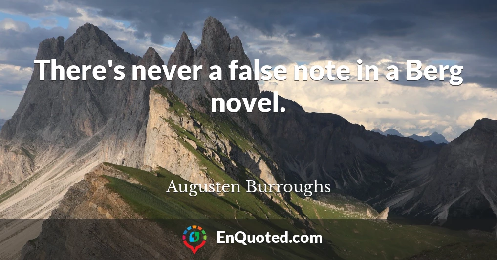 There's never a false note in a Berg novel.