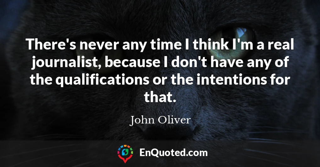 There's never any time I think I'm a real journalist, because I don't have any of the qualifications or the intentions for that.