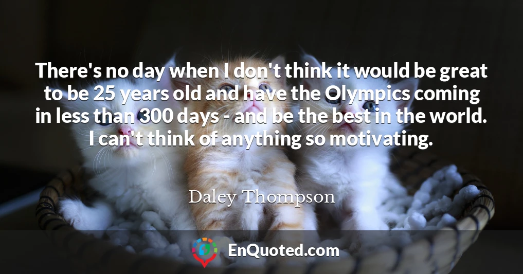 There's no day when I don't think it would be great to be 25 years old and have the Olympics coming in less than 300 days - and be the best in the world. I can't think of anything so motivating.