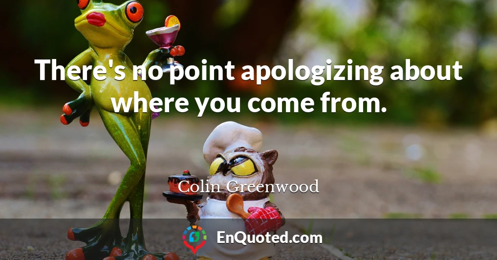 There's no point apologizing about where you come from.
