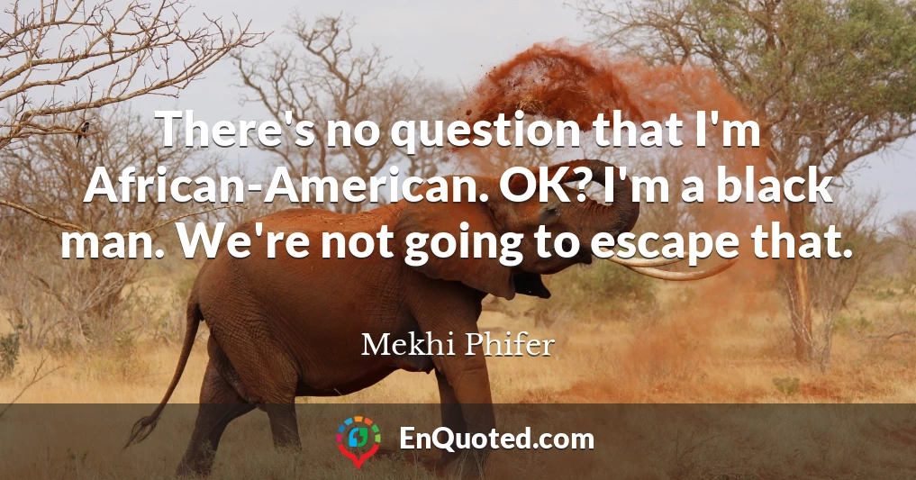 There's no question that I'm African-American. OK? I'm a black man. We're not going to escape that.