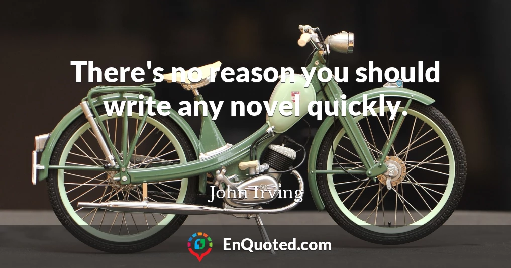 There's no reason you should write any novel quickly.