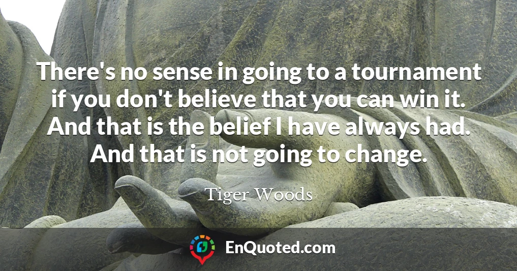 There's no sense in going to a tournament if you don't believe that you can win it. And that is the belief I have always had. And that is not going to change.