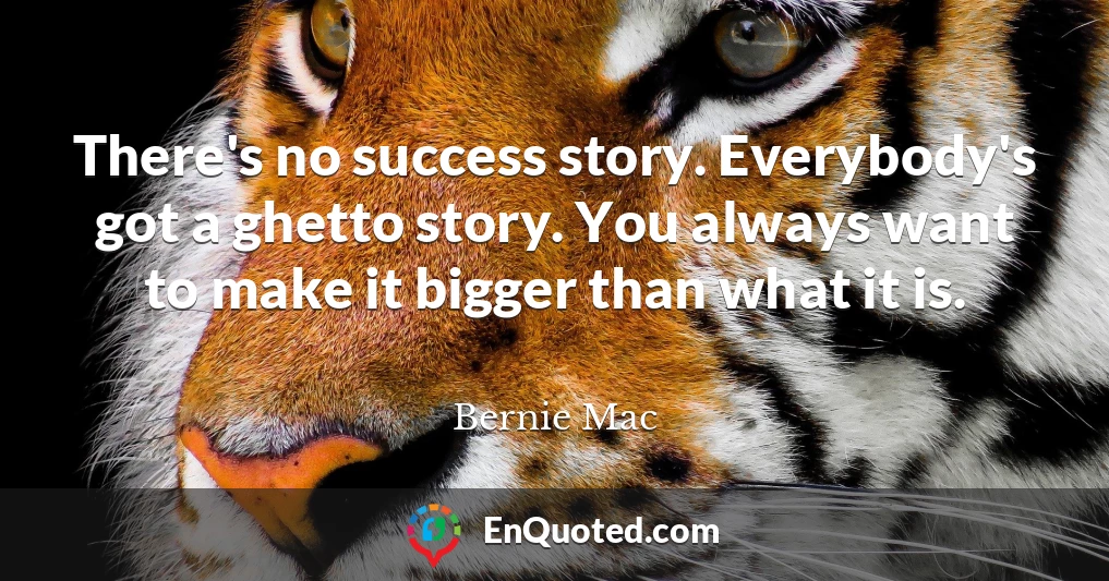There's no success story. Everybody's got a ghetto story. You always want to make it bigger than what it is.