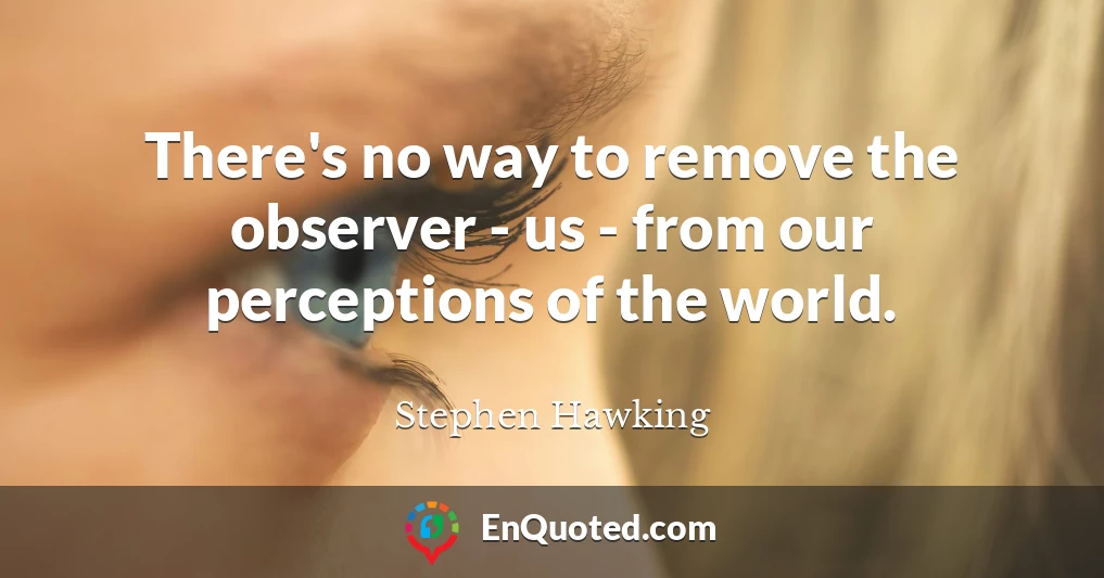 There's no way to remove the observer - us - from our perceptions of the world.