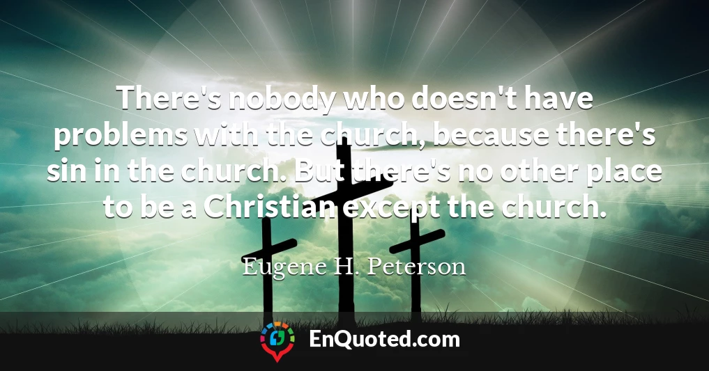 There's nobody who doesn't have problems with the church, because there's sin in the church. But there's no other place to be a Christian except the church.