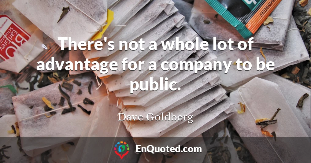 There's not a whole lot of advantage for a company to be public.