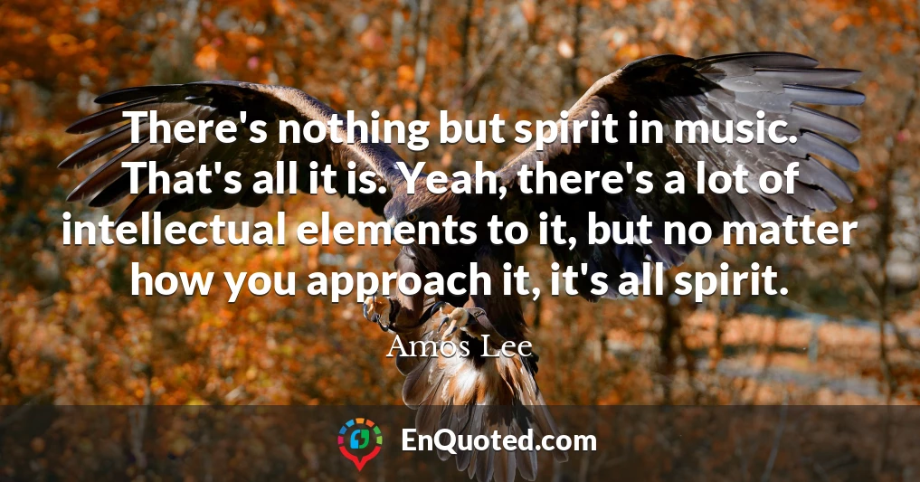There's nothing but spirit in music. That's all it is. Yeah, there's a lot of intellectual elements to it, but no matter how you approach it, it's all spirit.