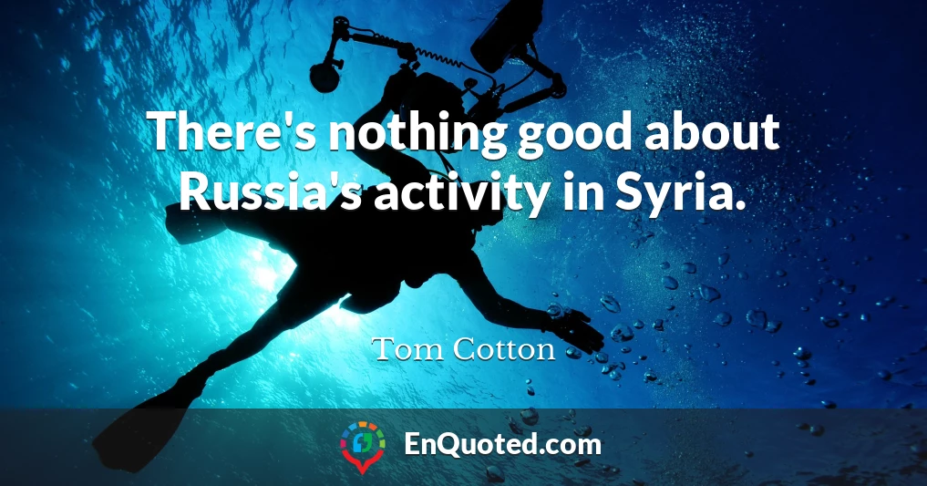 There's nothing good about Russia's activity in Syria.
