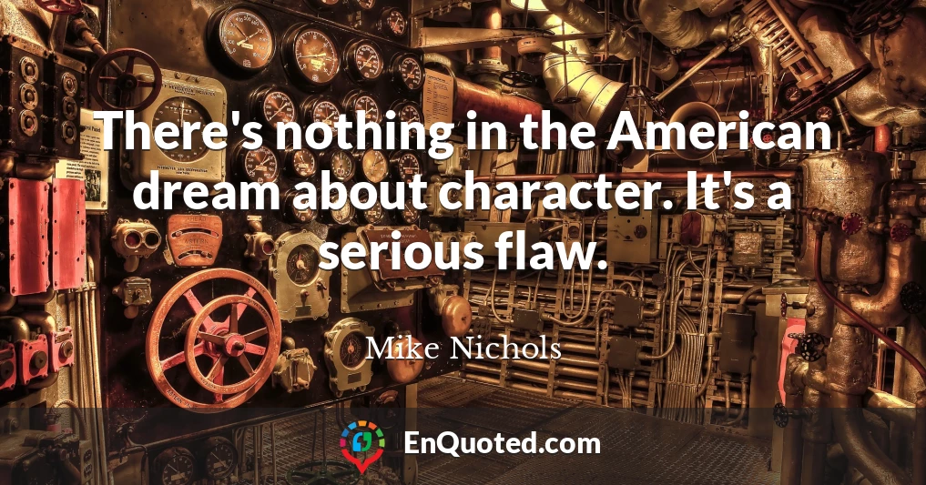 There's nothing in the American dream about character. It's a serious flaw.