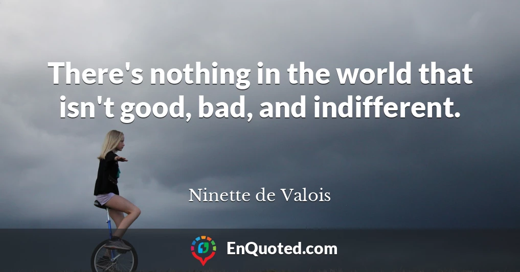 There's nothing in the world that isn't good, bad, and indifferent.