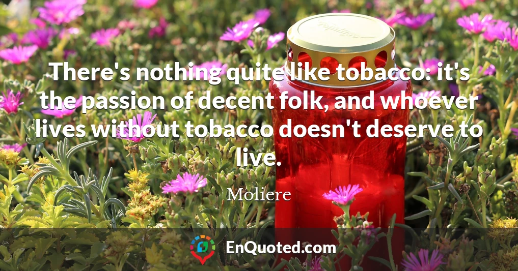 There's nothing quite like tobacco: it's the passion of decent folk, and whoever lives without tobacco doesn't deserve to live.