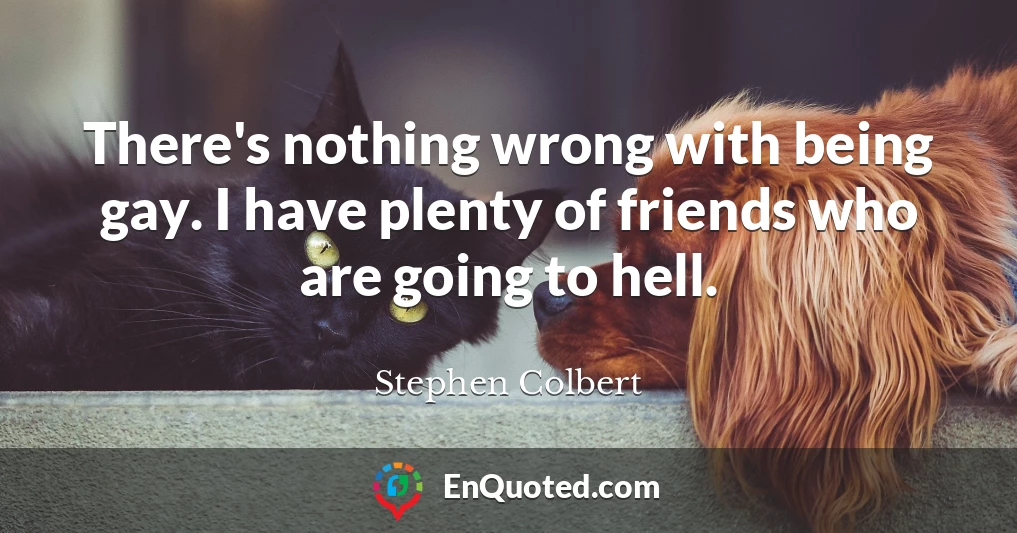 There's nothing wrong with being gay. I have plenty of friends who are going to hell.