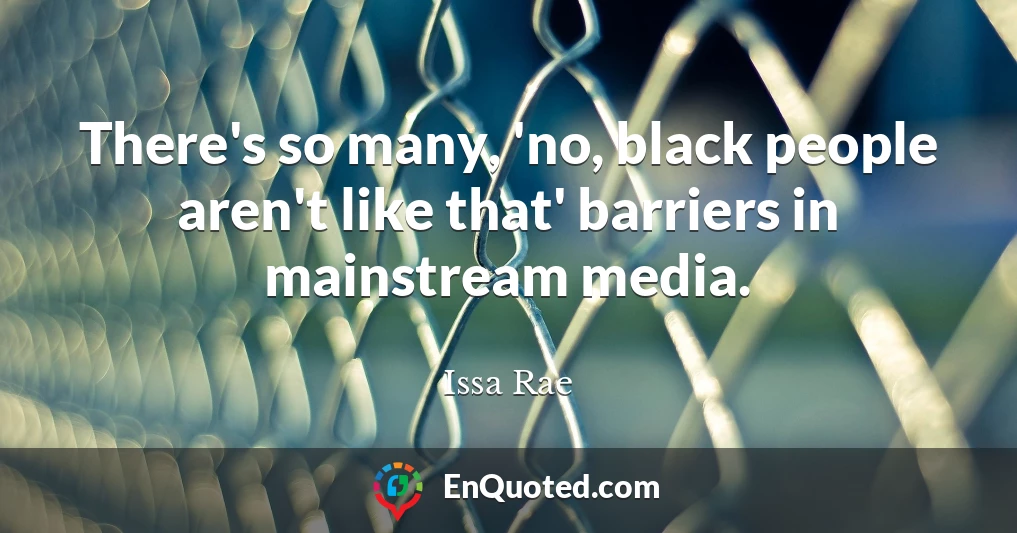 There's so many, 'no, black people aren't like that' barriers in mainstream media.