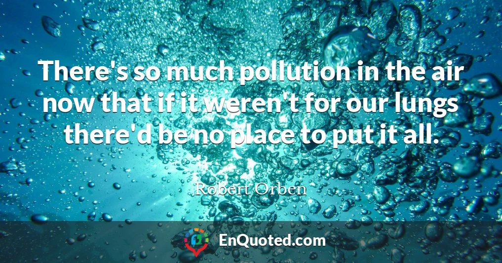 There's so much pollution in the air now that if it weren't for our lungs there'd be no place to put it all.