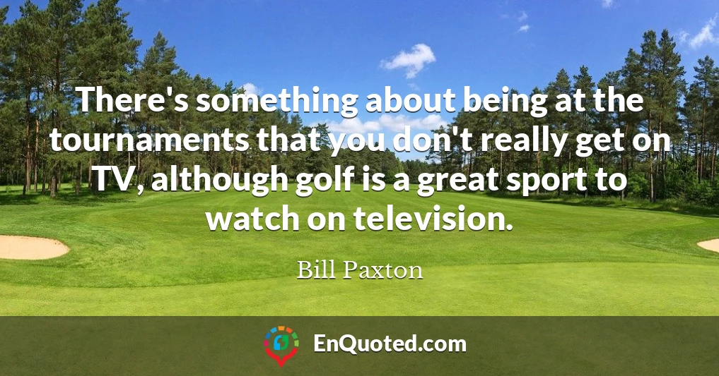 There's something about being at the tournaments that you don't really get on TV, although golf is a great sport to watch on television.