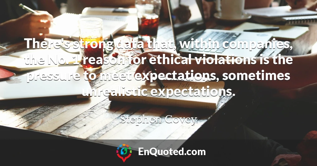 There's strong data that, within companies, the No. 1 reason for ethical violations is the pressure to meet expectations, sometimes unrealistic expectations.