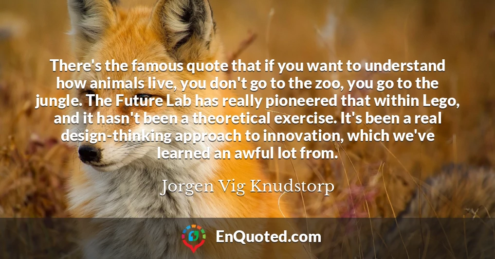There's the famous quote that if you want to understand how animals live, you don't go to the zoo, you go to the jungle. The Future Lab has really pioneered that within Lego, and it hasn't been a theoretical exercise. It's been a real design-thinking approach to innovation, which we've learned an awful lot from.