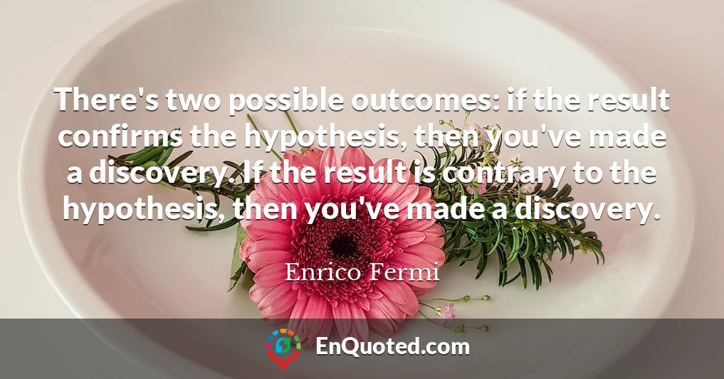 There's two possible outcomes: if the result confirms the hypothesis, then you've made a discovery. If the result is contrary to the hypothesis, then you've made a discovery.