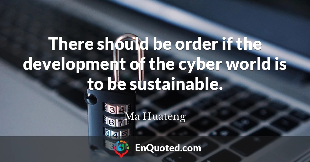 There should be order if the development of the cyber world is to be sustainable.