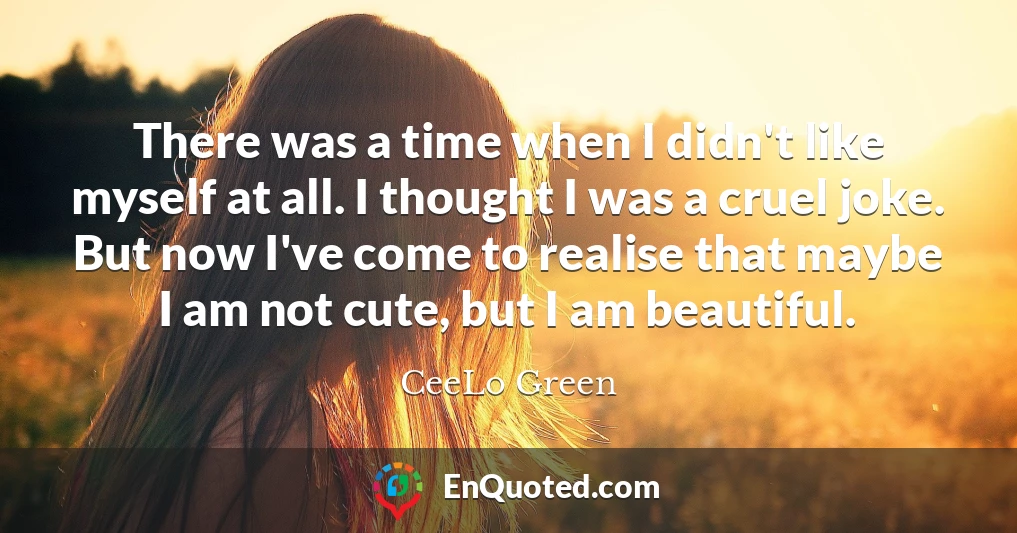 There was a time when I didn't like myself at all. I thought I was a cruel joke. But now I've come to realise that maybe I am not cute, but I am beautiful.