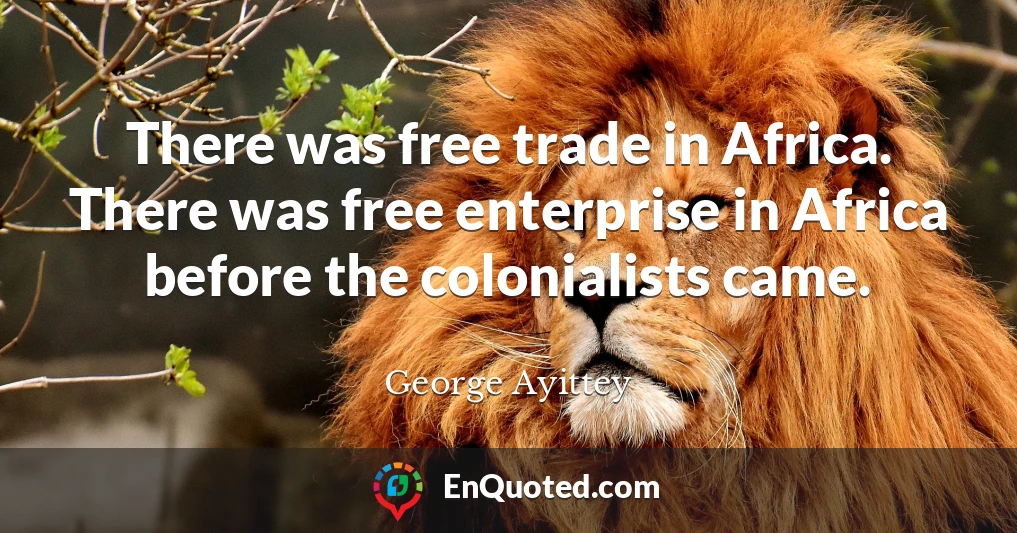 There was free trade in Africa. There was free enterprise in Africa before the colonialists came.