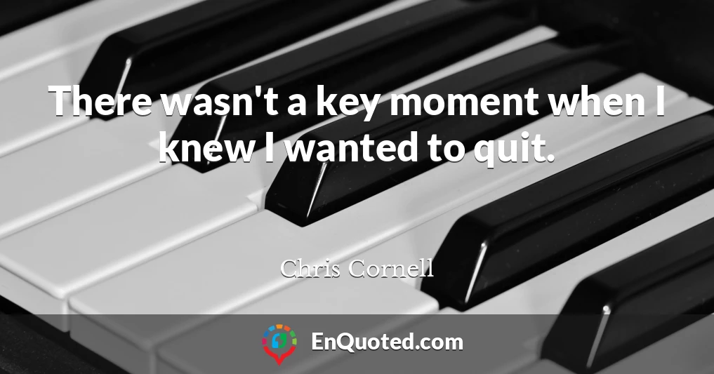 There wasn't a key moment when I knew I wanted to quit.