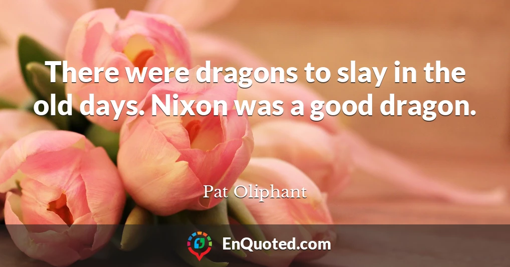There were dragons to slay in the old days. Nixon was a good dragon.